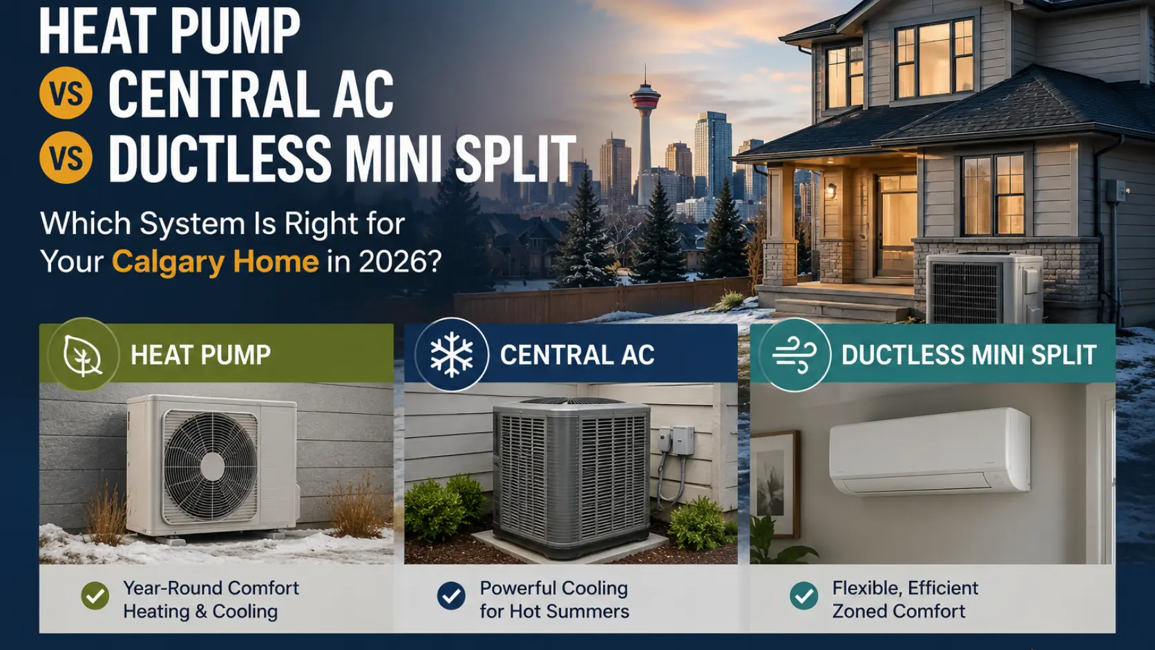 Heat Pump vs Central AC vs Ductless Mini Split: Which System Is Right for Your Calgary Home in 2026?